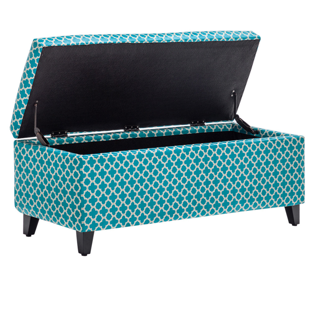 Vintage Printed Fabric Ottoman Storage Box Bench Window Seat Padded Piano Chairs