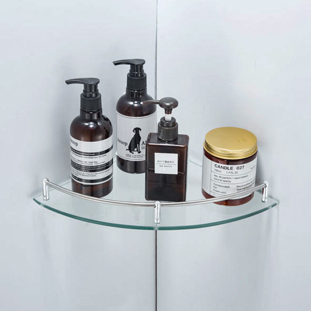 1/3 Tier Wall Mounted Glass Bathroom Caddy Corner Shelf Shower Storage