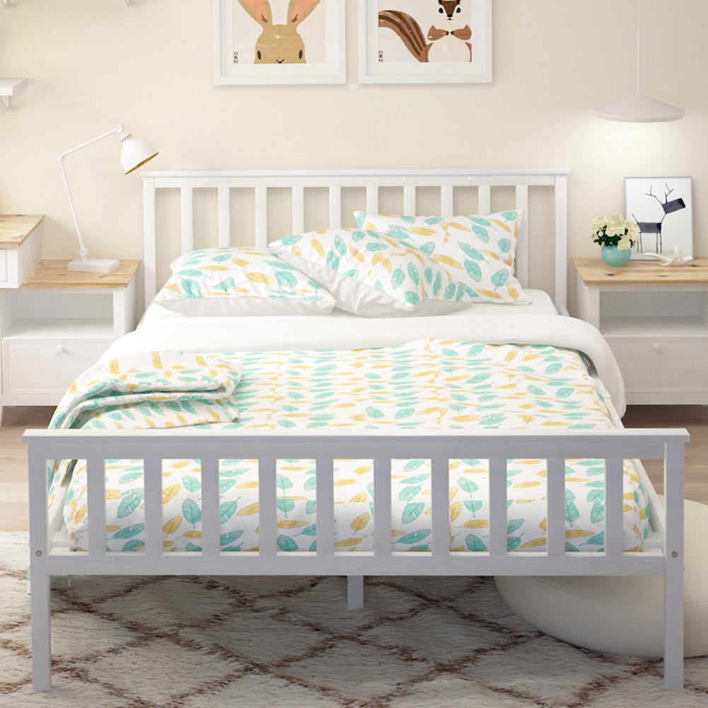 4ft6 Solid Pine Wood Double Size Bed Frame for Kids Adult Bedroom