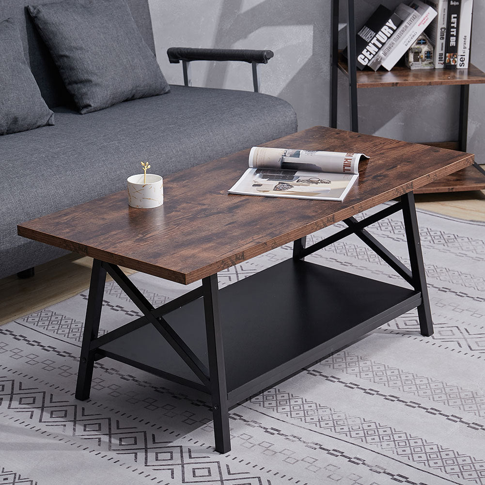 Retro Rectangle Wooden Coffee Table Tea End Table