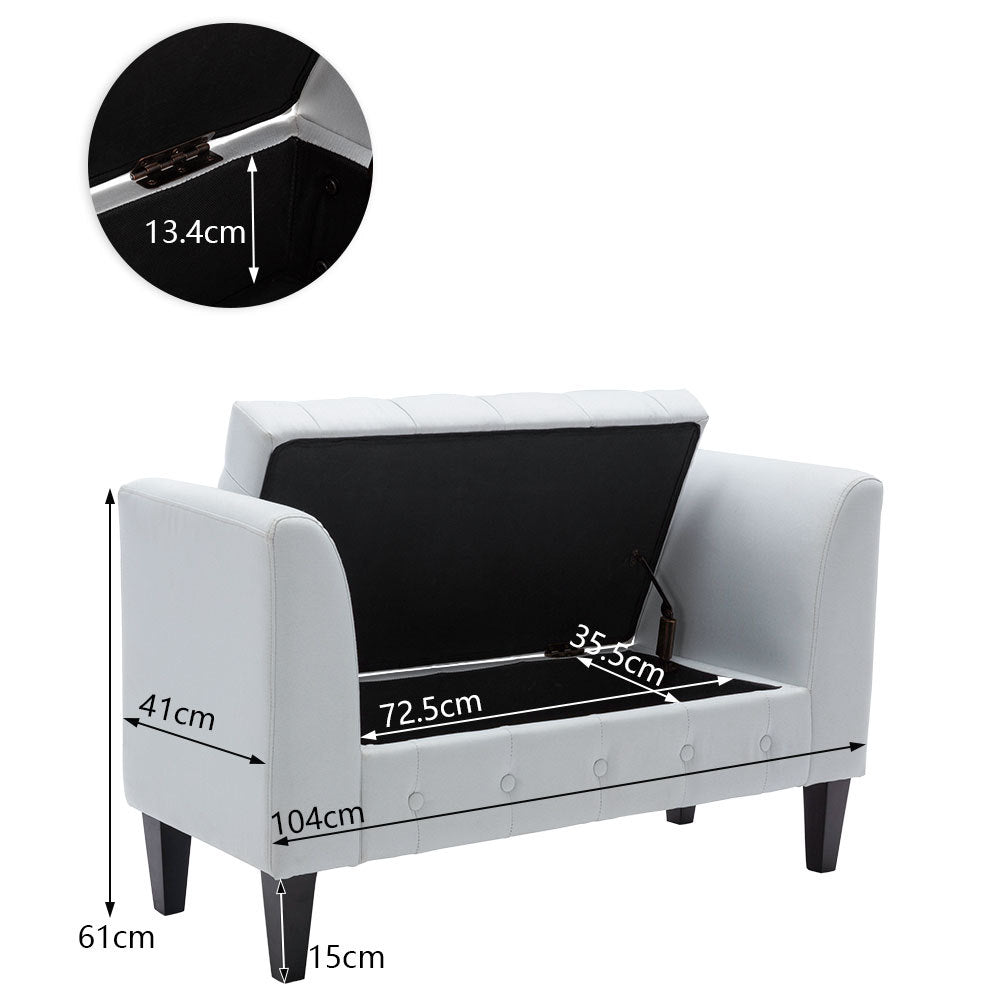 Upholstered Velvet Bed End Bench Tufted Storage Ottoman Chaise Scroll Arms