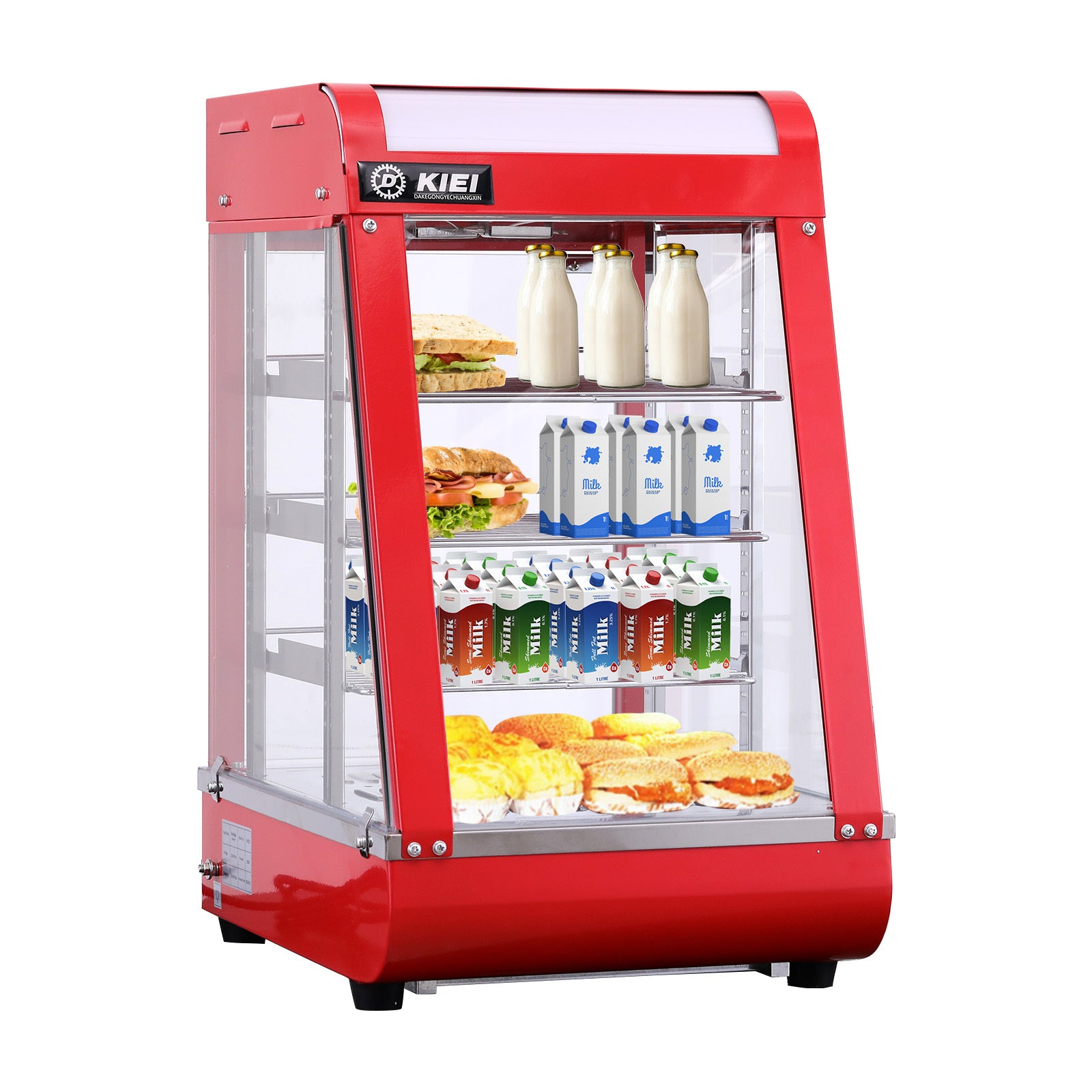3 Tier Stainless Commercial Food Warmer Pizza Pie Cabinet Display with 3 Plates