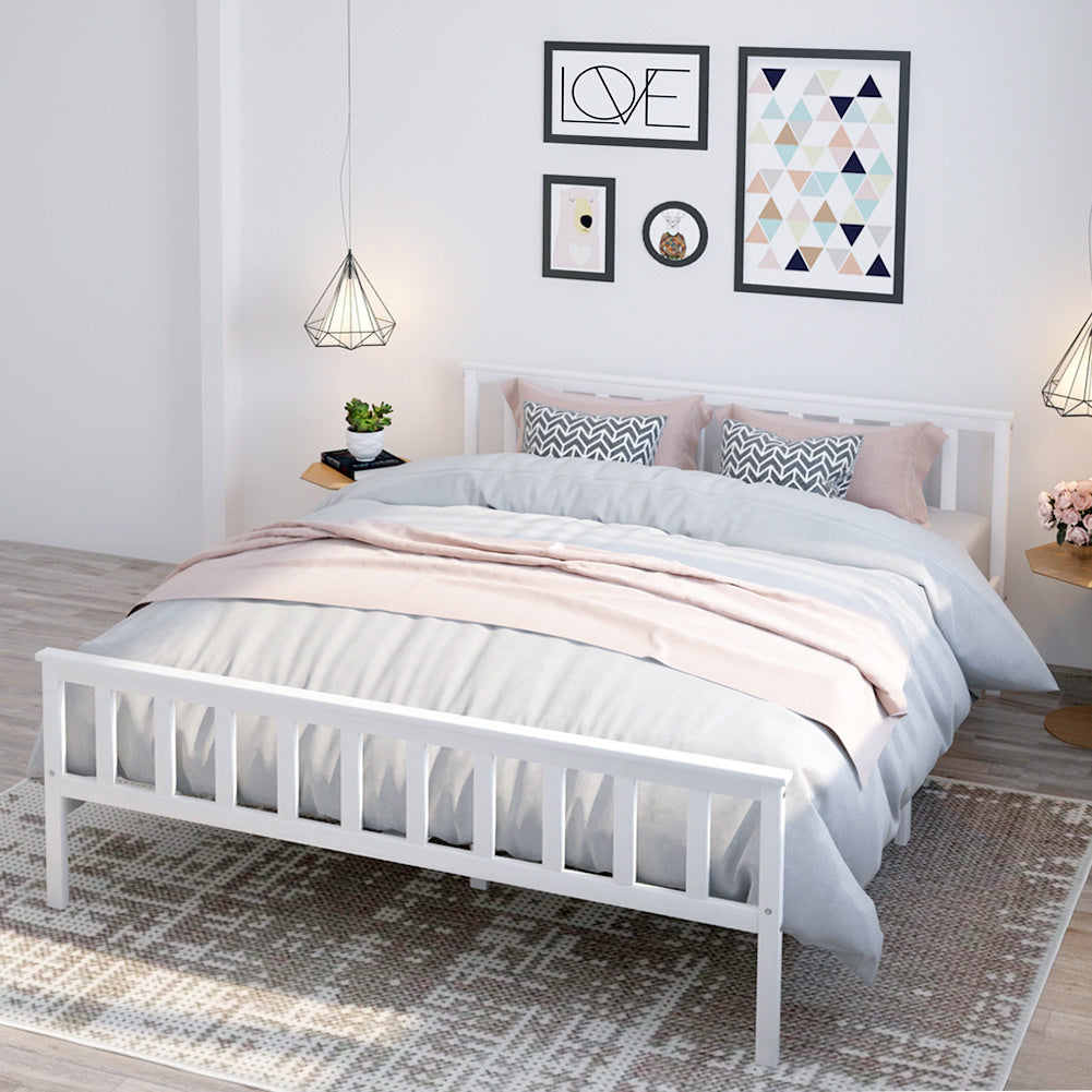 4ft6 Solid Pine Wood Double Size Bed Frame for Kids Adult Bedroom