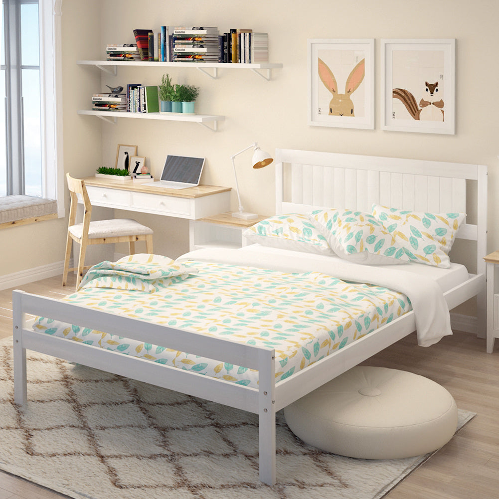 4ft Single Size Solid Pine Wooden Bed Frame White Bedstead Bedroom