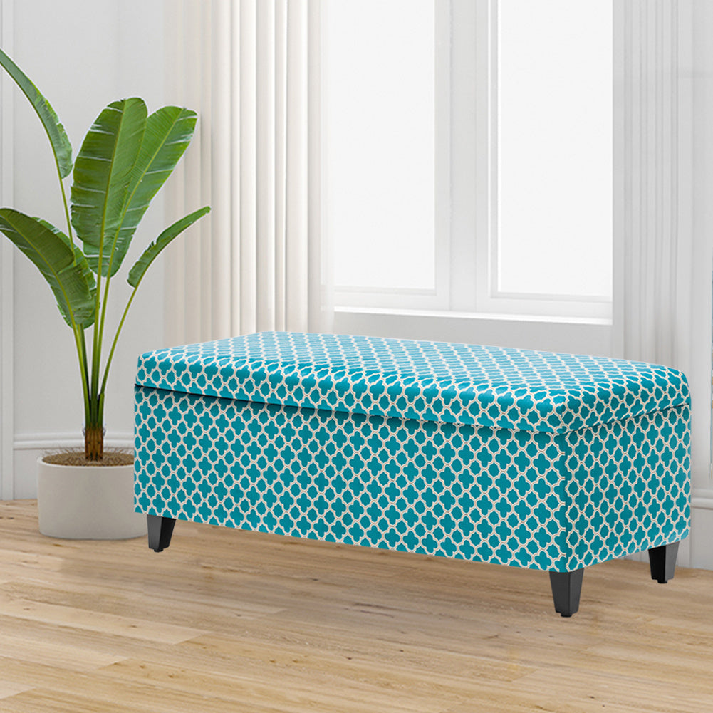 Vintage Printed Fabric Ottoman Storage Box Bench Window Seat Padded Piano Chairs