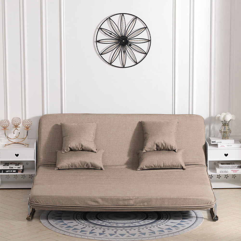 Upholstered 2Seater Linen Sofa Bed Sleeper Recliner Cushioned Couch B