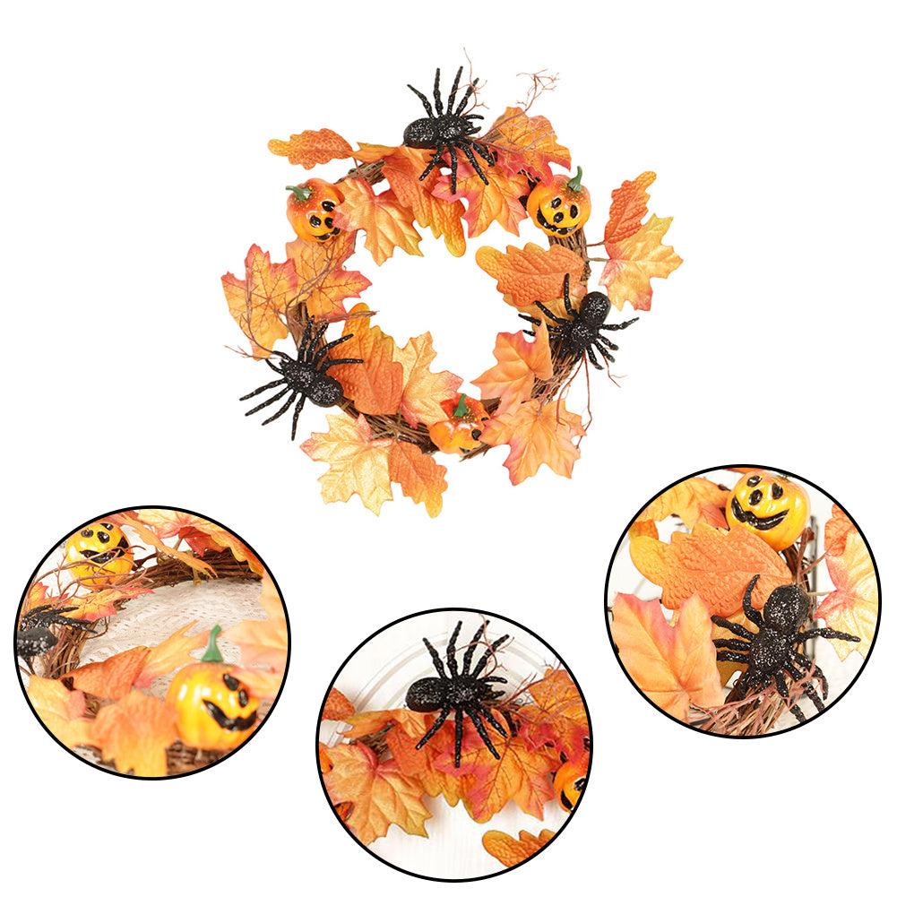 40cm Halloween Spider/Hands Pumpkin Wreath Autumn Door Garland