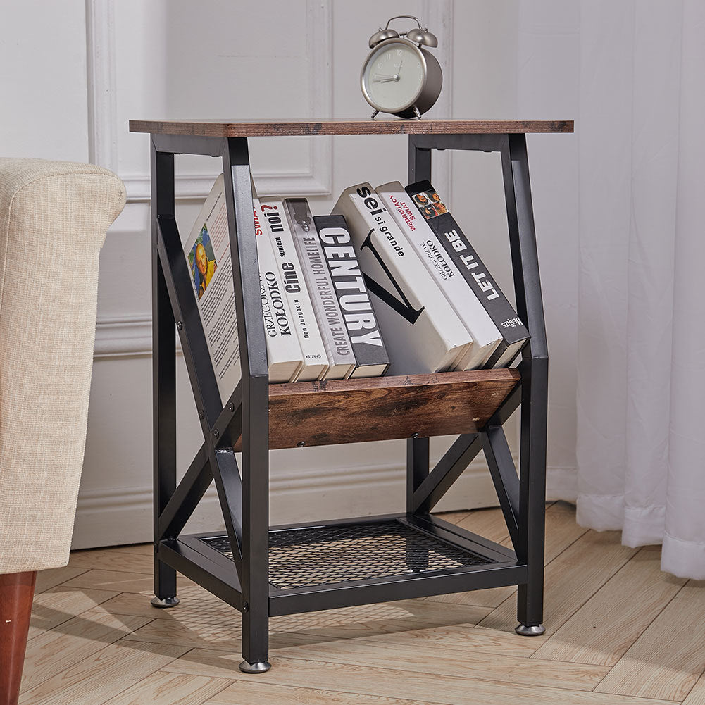 Wooden Corner Bedside Table Side End Table Nightstand