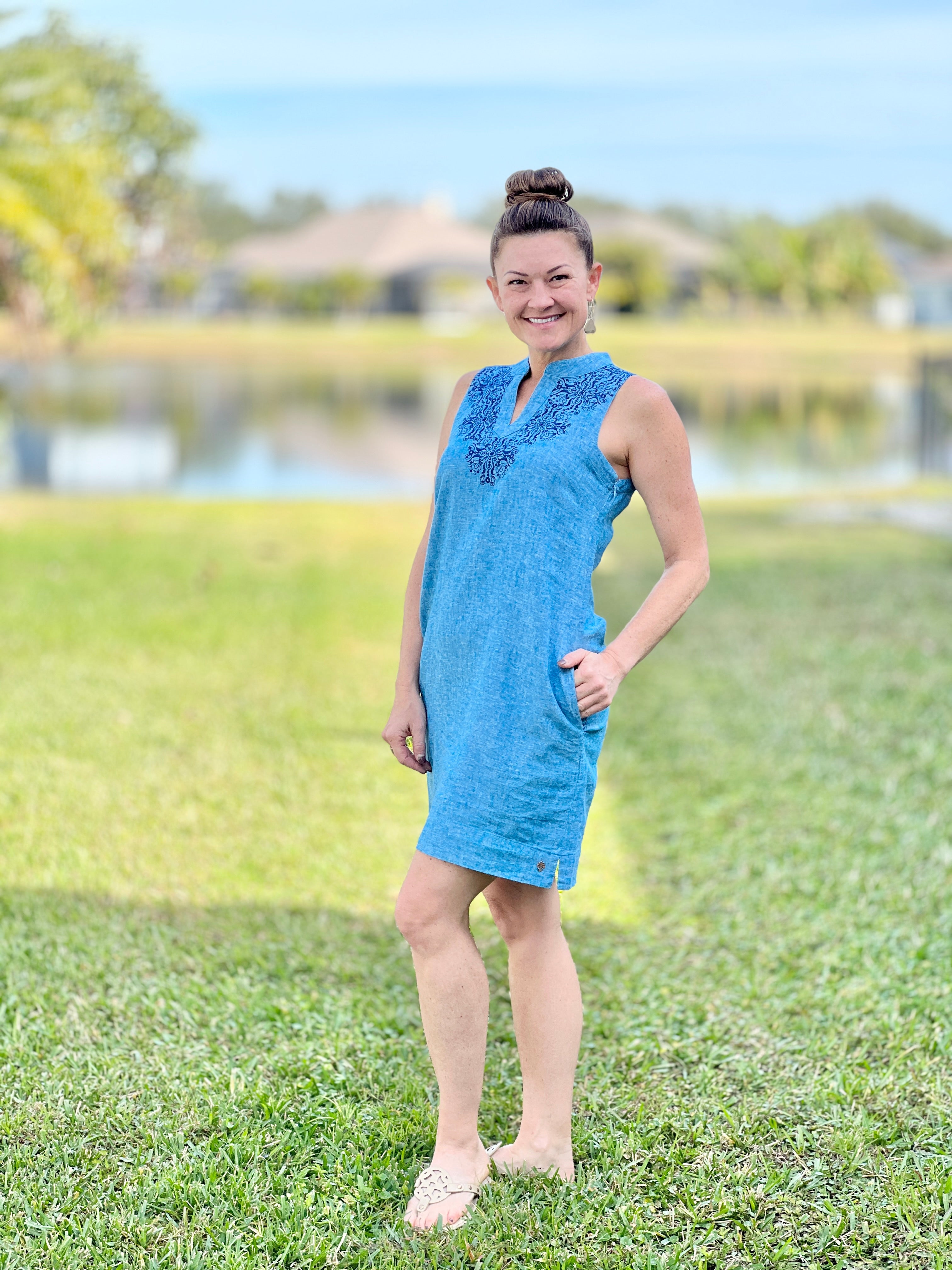 The Marin Shift Dress in Mykonos Chambray by Hatley