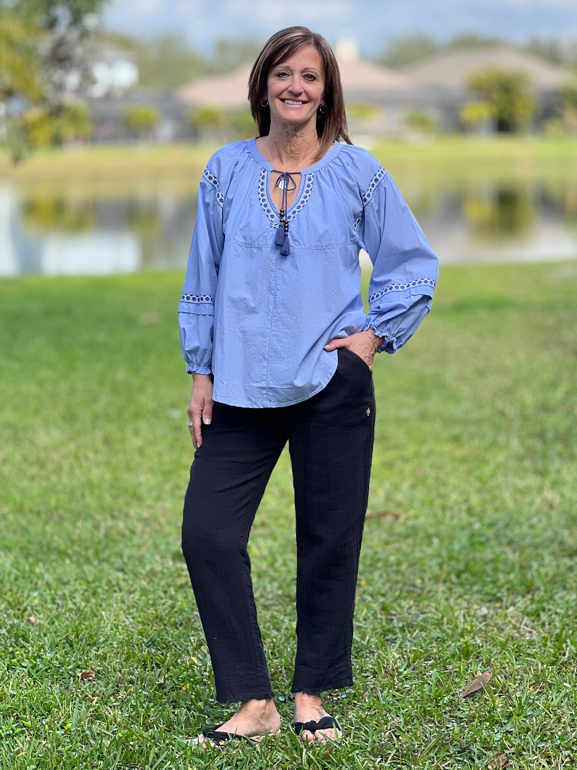 The Naomi Blouse in Vista Blue by Hatley