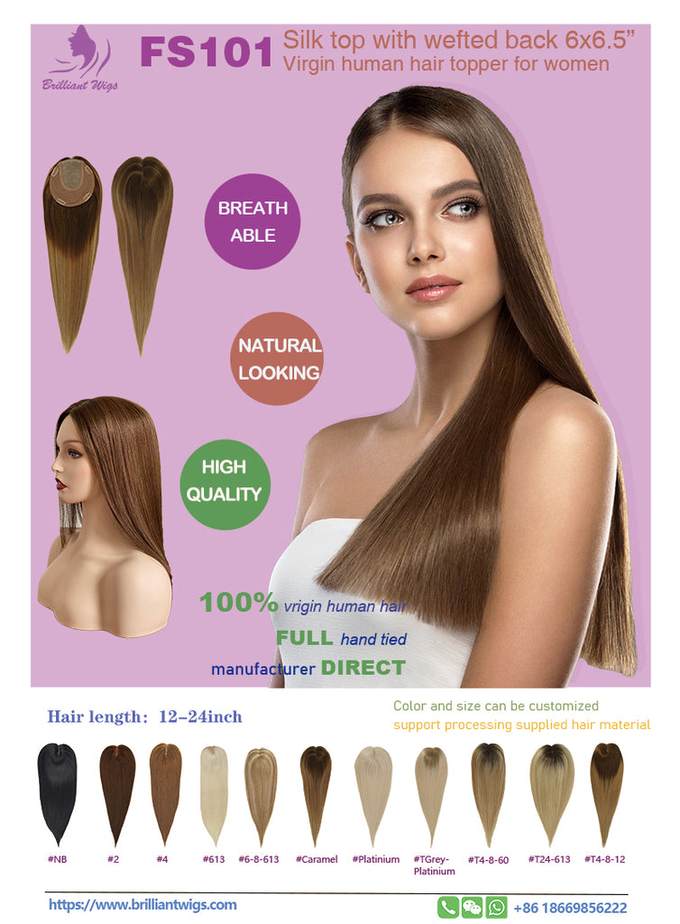 human hair toppers 6x6.5inch silk top base with wefted back virgin remy human hair hand tied hair system hair replacement free part comfortable breathable long time realistic