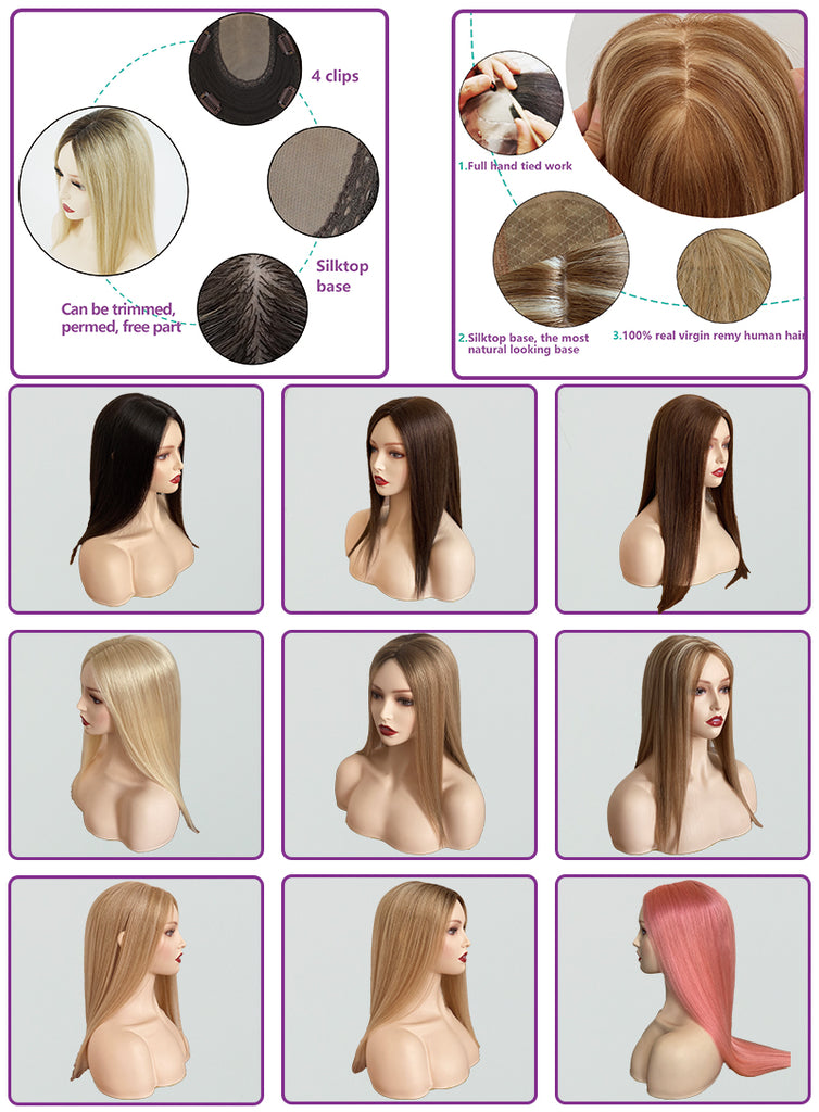 8x8 inch Silk Top with Weft Base Virgin Human Hair Topper Best Choice Natural Looking