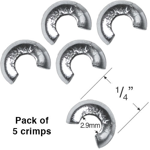  1/4" Metal Ball String Crimp and Size #6 Bead Chain Crimp - Pack of 5 