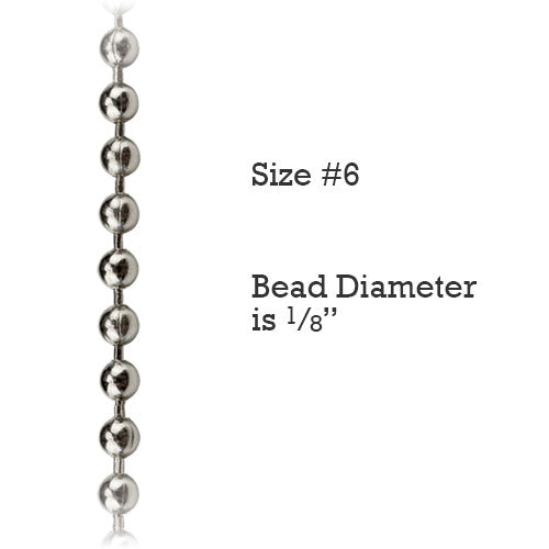  Size #6 Nickel-plated Steel Metal Control Chain for Vertical Blinds (By-the-Foot) 