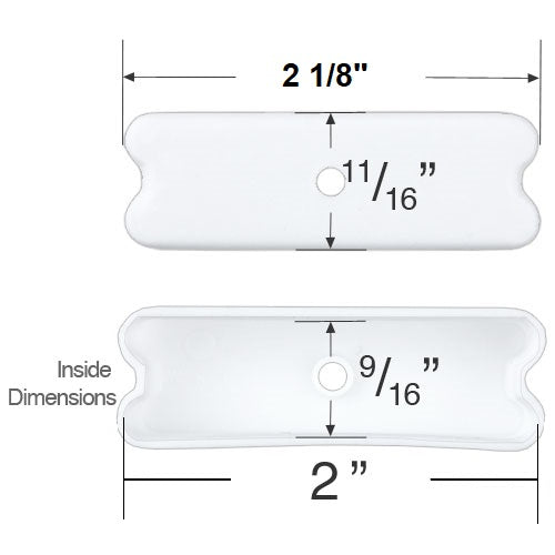  Bottom Rail End Cap for 2" Faux Wood Blinds - Fits Outside the Rail 