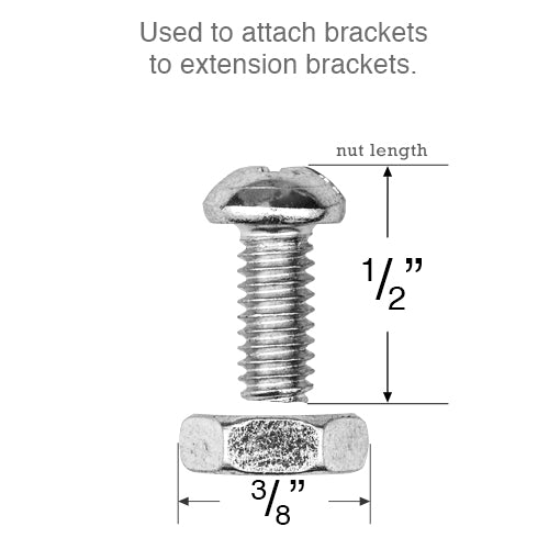  Nut and Bolt for Attaching Mounting Hardware to Extension Brackets 