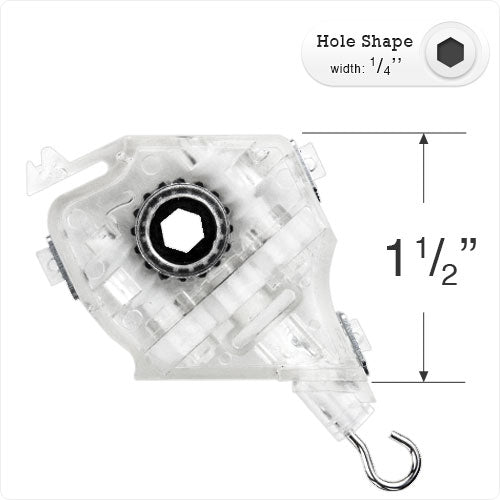  Low Profile Double Gear Wand Tilt Mechanism with 1/4" Hex Hole for Horizontal Blinds 