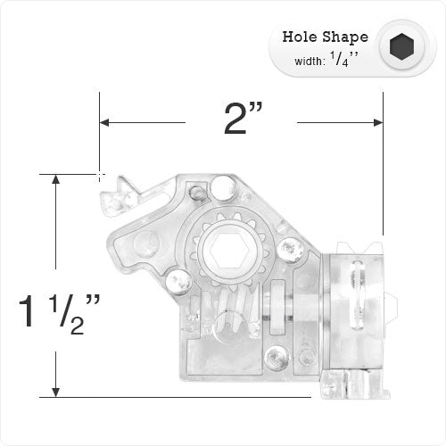  Low Profile Cord Loop Tilt Mechanism with 1/4" Hex Hole for Horizontal Blinds 