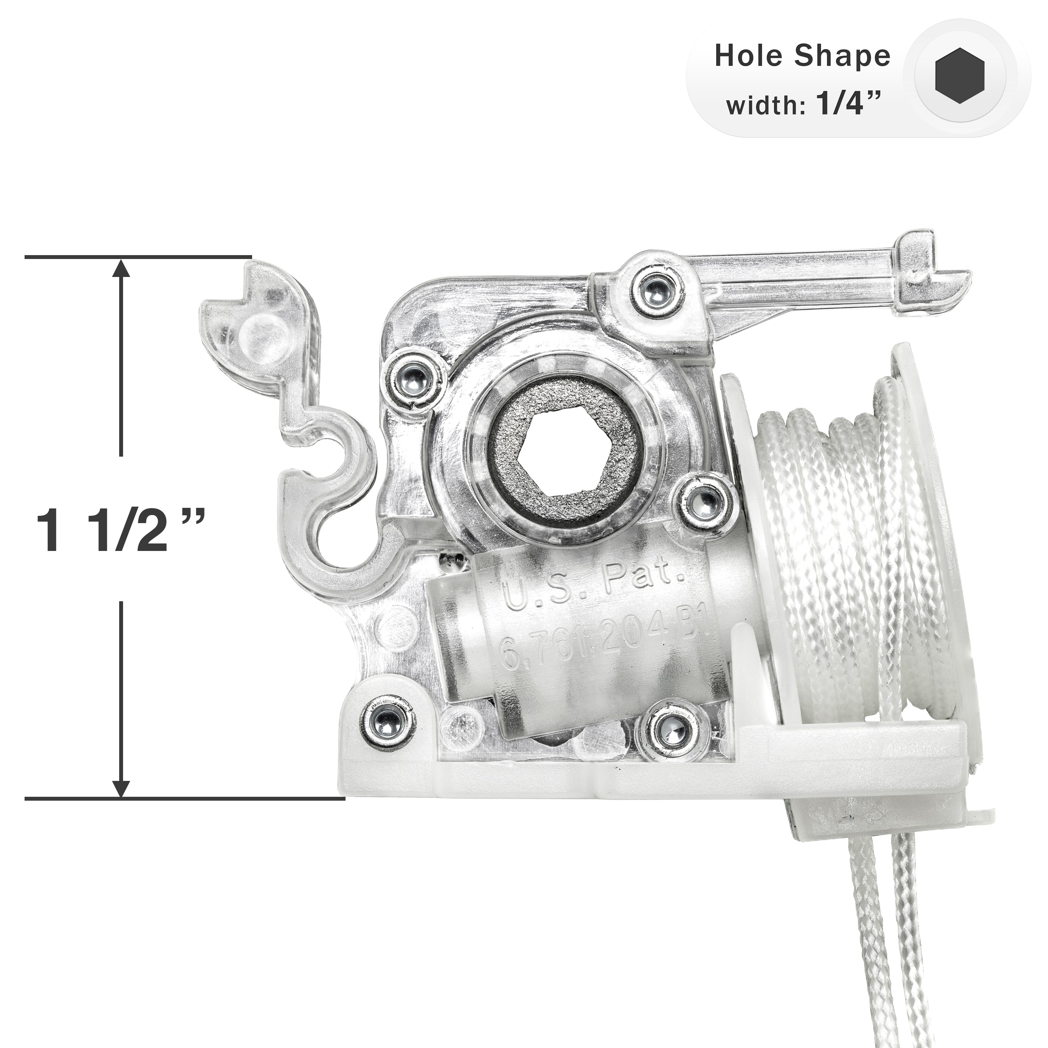  Low Profile Cord Tilt Mechanism with 1/4" Hex Hole for Horizontal Blinds - White Cord 