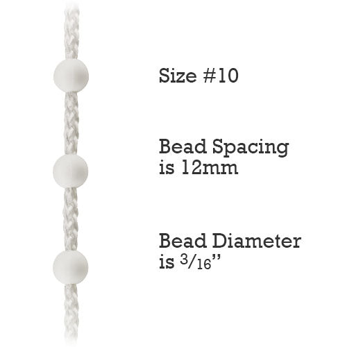  Size #10 Plastic Bead Chain for Roller Shades & Vertical Blinds - 12mm Spacing (By-the-Foot) 