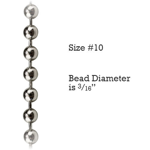  Size #10 Metal Bead Chain for Roller Shades & Vertical Blinds (By-the-Foot) 