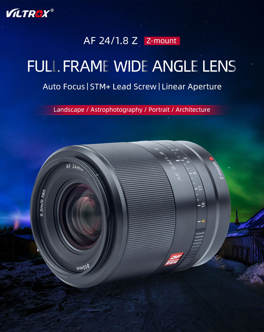 Auto Focus Prime Lens for Nikon Z Mount Camera Z6 II Z7 Z7 ii Z50 Z5 VILTROX 24mm f/1.8 F1.8 Full Frame Z Mount Lens 