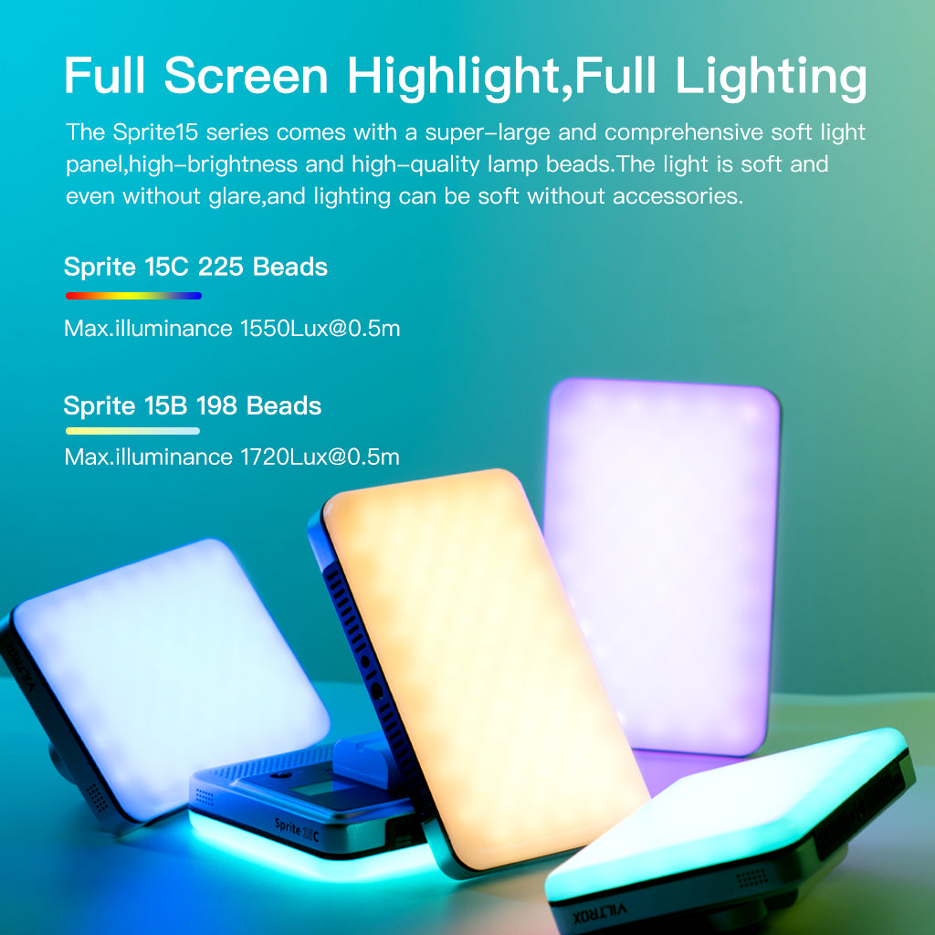 Viltrox Sprite 15B/C Portable LED Panel Light 2800k~6800K Bi-color/RGB