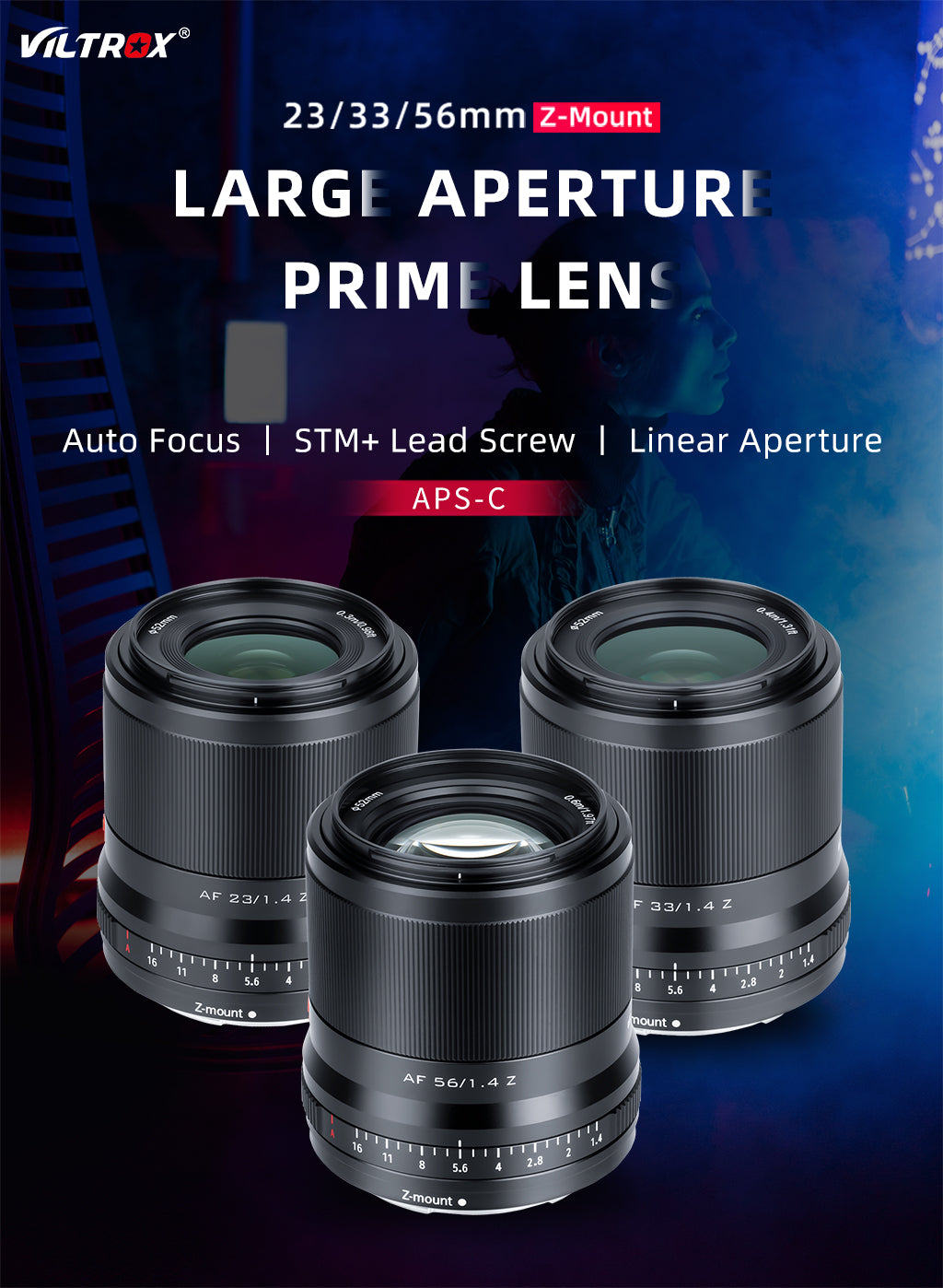 Viltrox Mirrorless Z-mount 23mm 33mm 56mm F1 .4 Auto Focus APS-C Prime