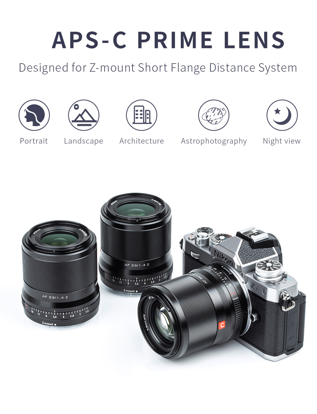Viltrox 56mm F1.4 Objectif autofocus Compatible avec l/'appareil Photo sans Miroir à Monture Z Nikon APS-C Z FC Z50 Z5 Z6 Z6 II Z7 Z7 II