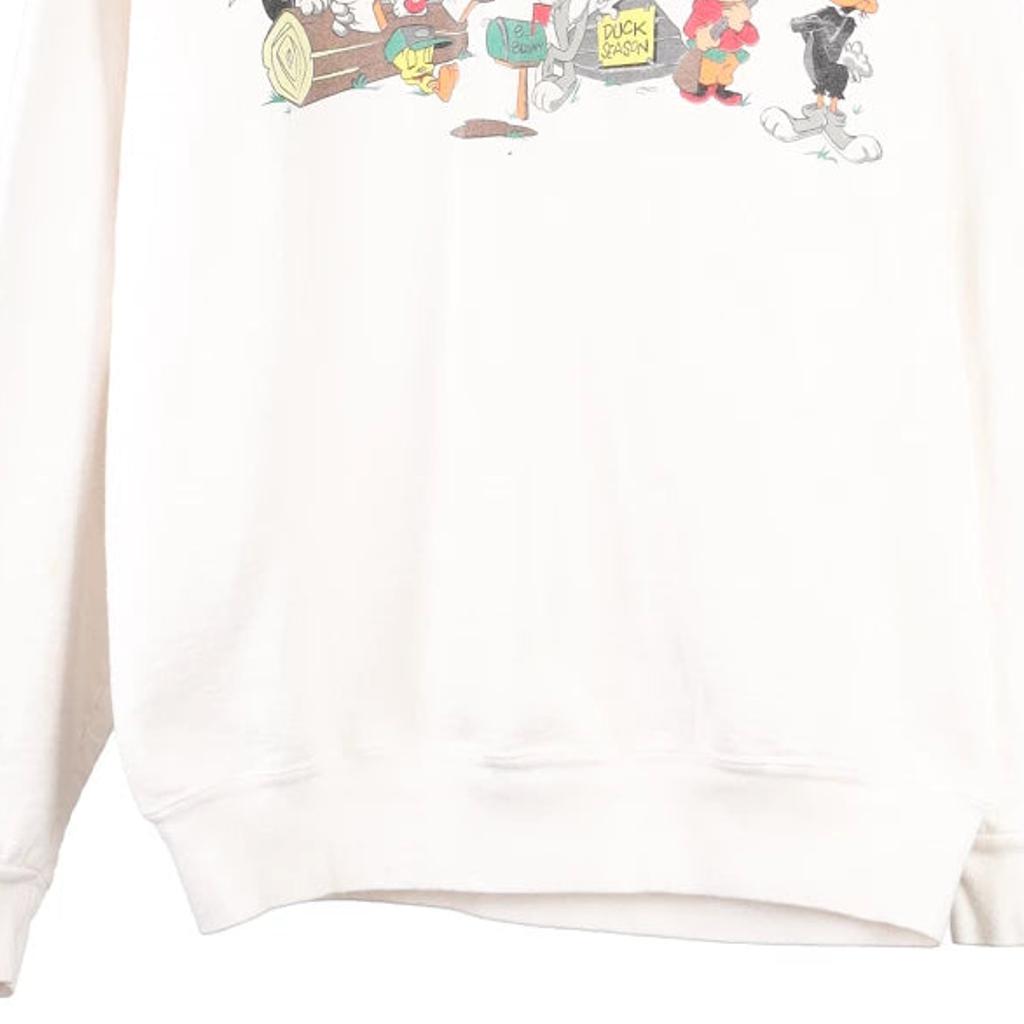 Looney Tunes Acme Clothing Cartoon Sweatshirt - Large White Cotton Blend