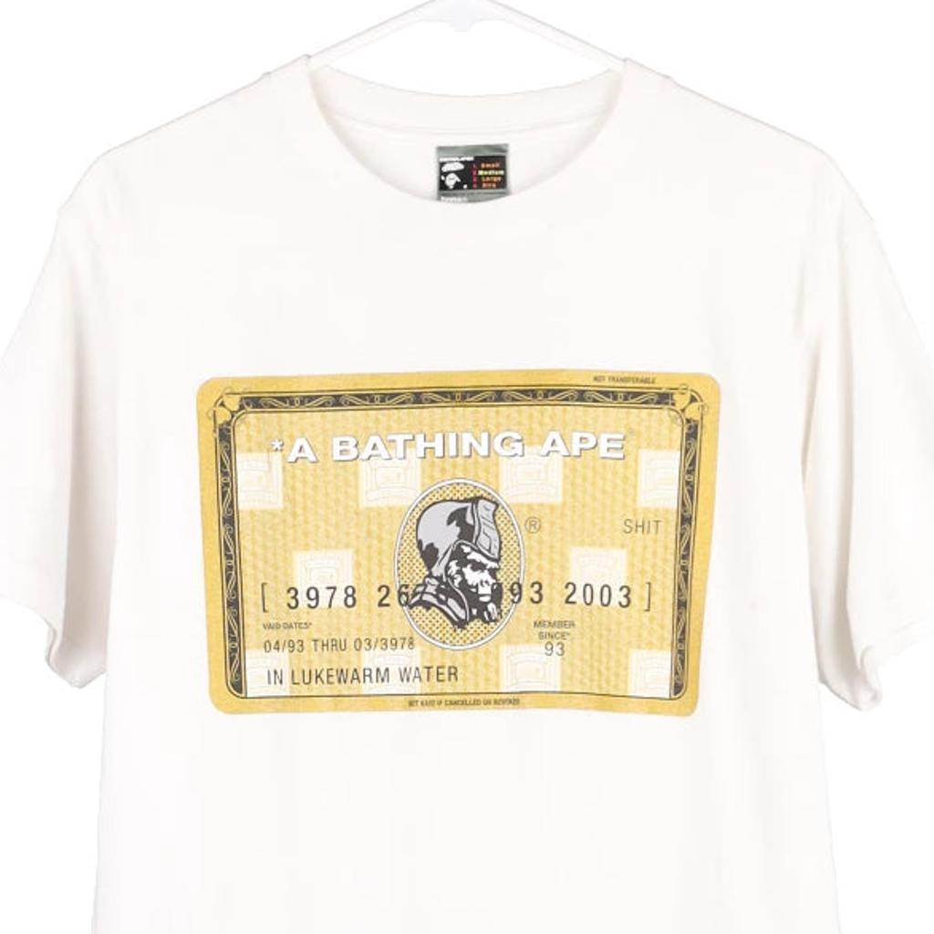A Bathing Ape Graphic T-Shirt - Medium White Cotton