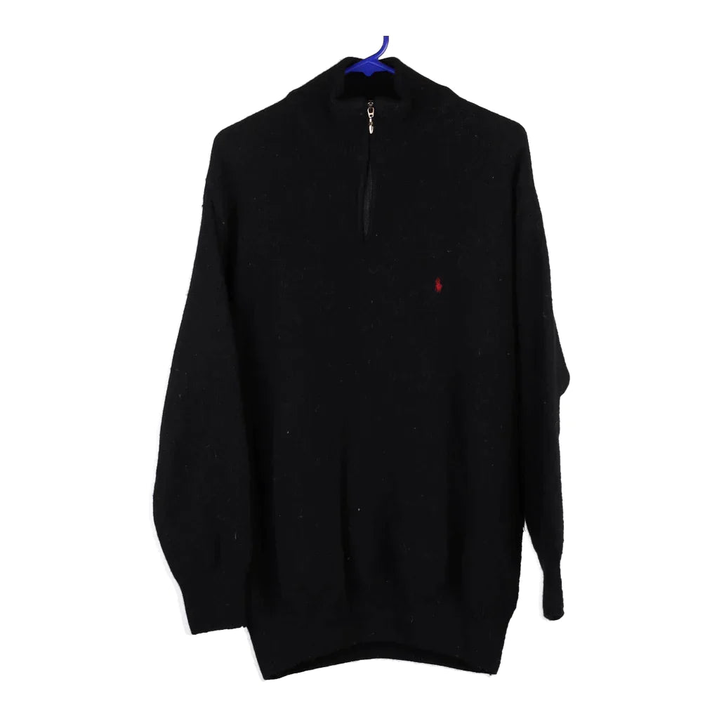 Bootleg Ralph Lauren 1/4 Zip - Large Black Wool