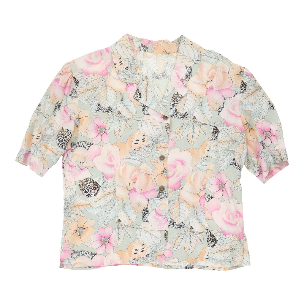 Unbranded Floral Patterned Shirt - Medium Grey Polyester