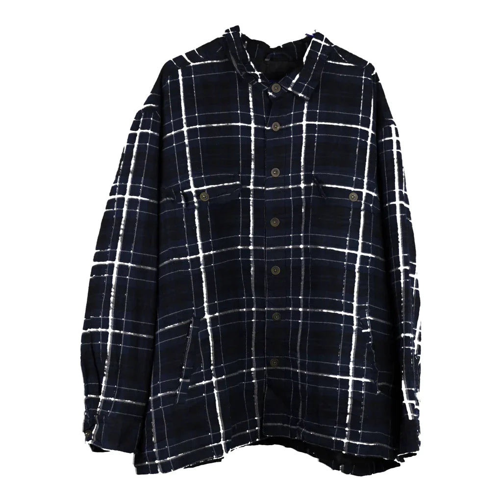 Basic Editions Checked Overshirt - 2XL Navy Cotton