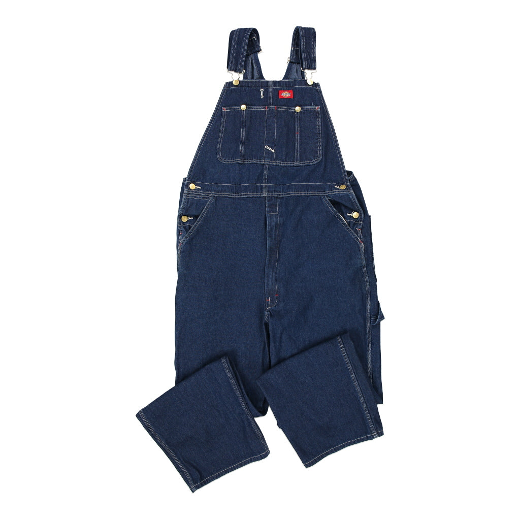 Dickies Contrast Stitch Dungarees - 38W 31L Blue Cotton