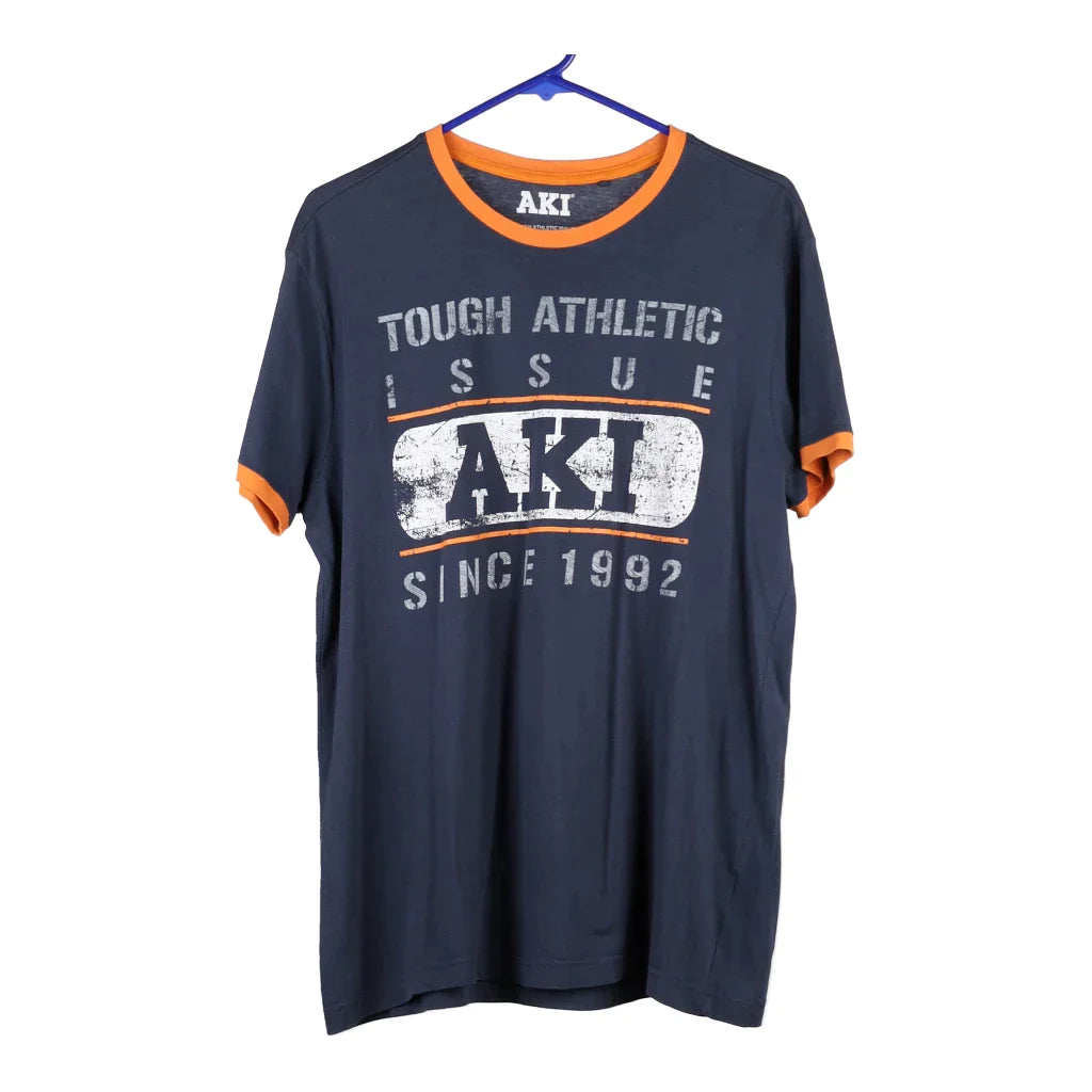 Aki Spellout T-Shirt - Medium Navy Cotton