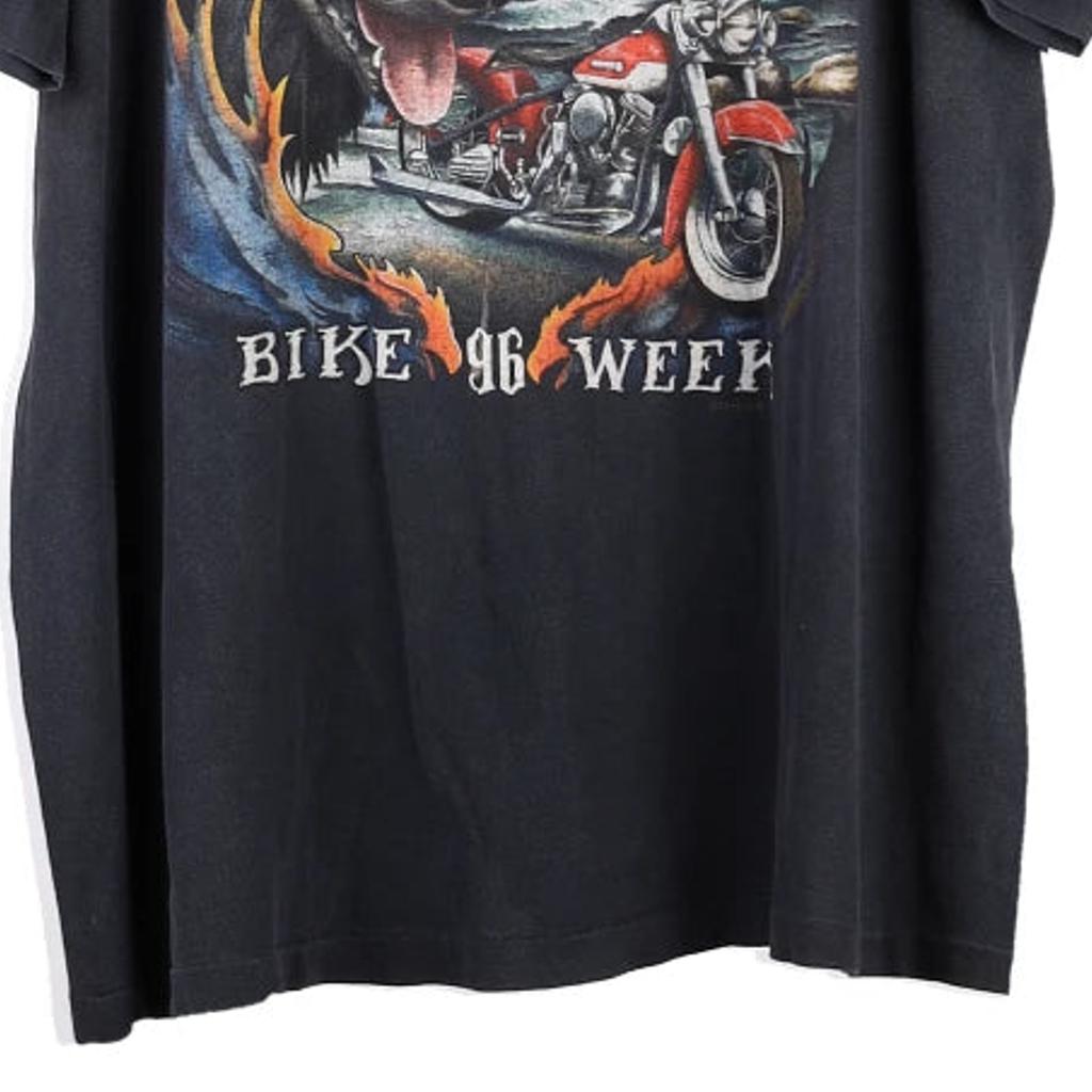Daytona Beach Florida Harley Davidson Graphic T-Shirt - 2XL Black Cotton