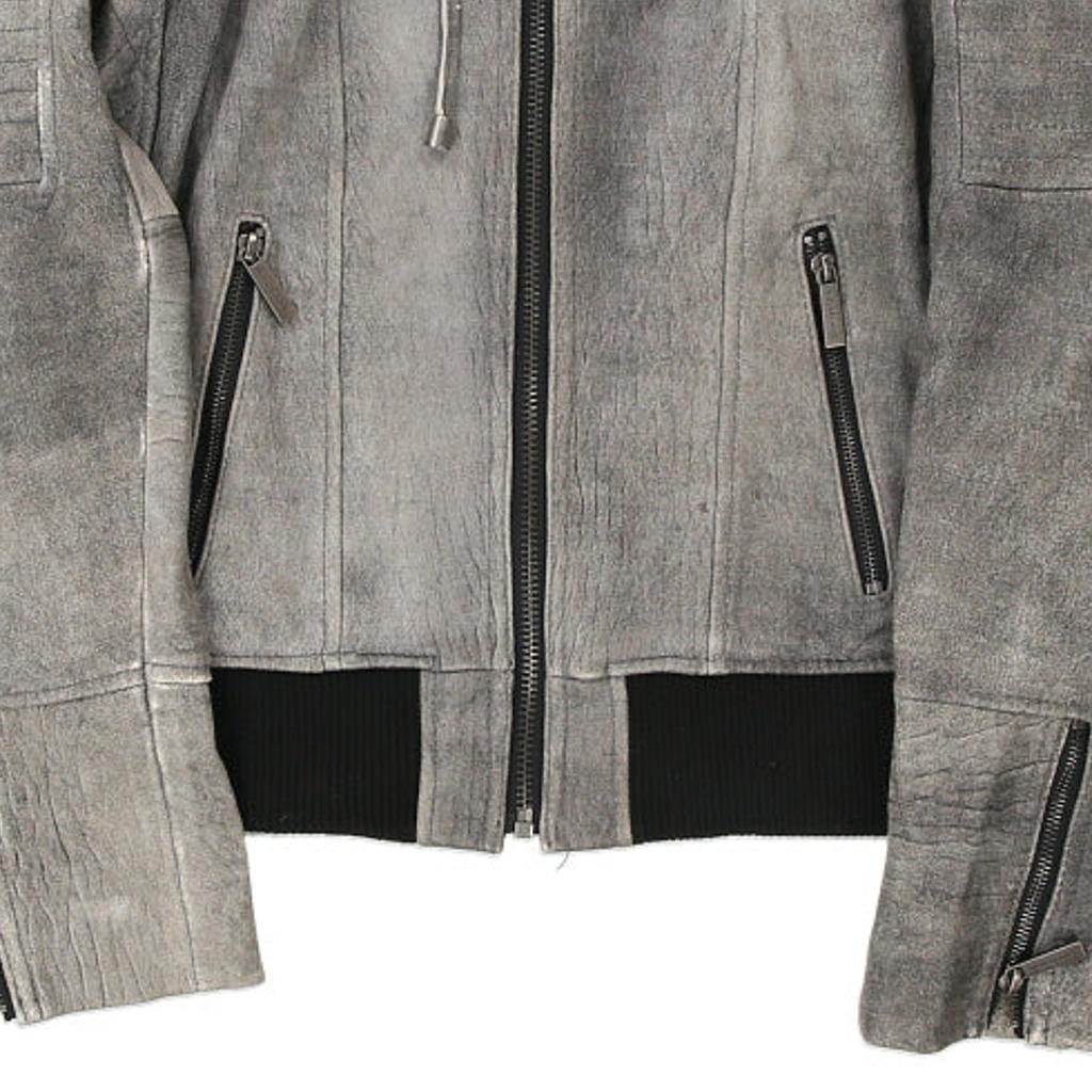 Michael Kors Suede Jacket - Small Grey Leather