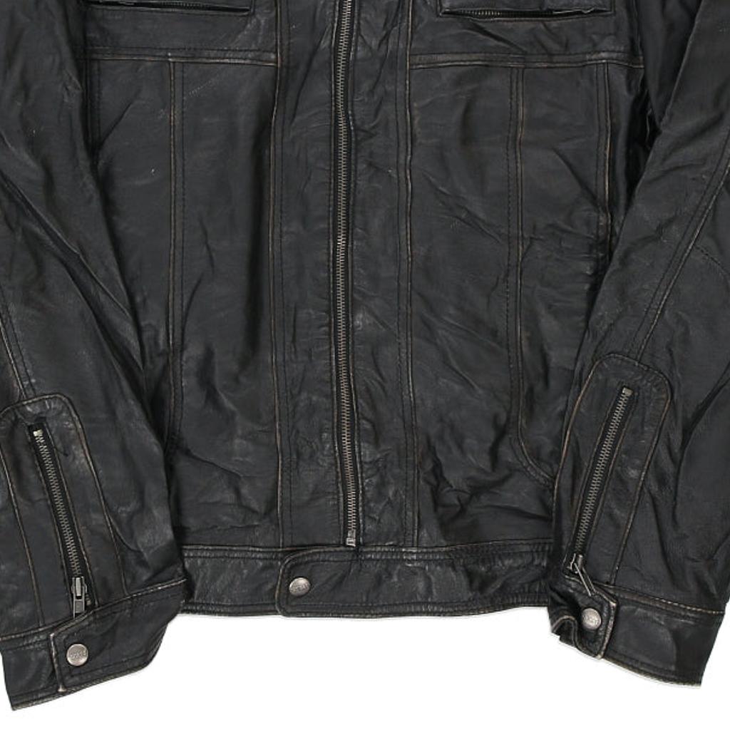 Guess Leather Jacket - Large Black Leather