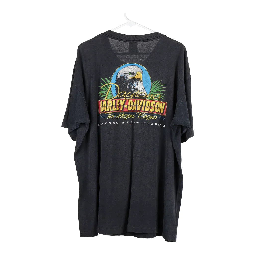 Daytona Beach Florida Harley Davidson Graphic T-Shirt - 2XL Black Cotton