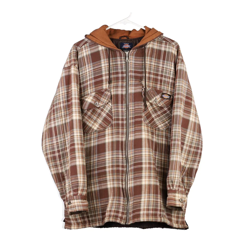 Dickies Checked Overshirt - XL Brown Cotton