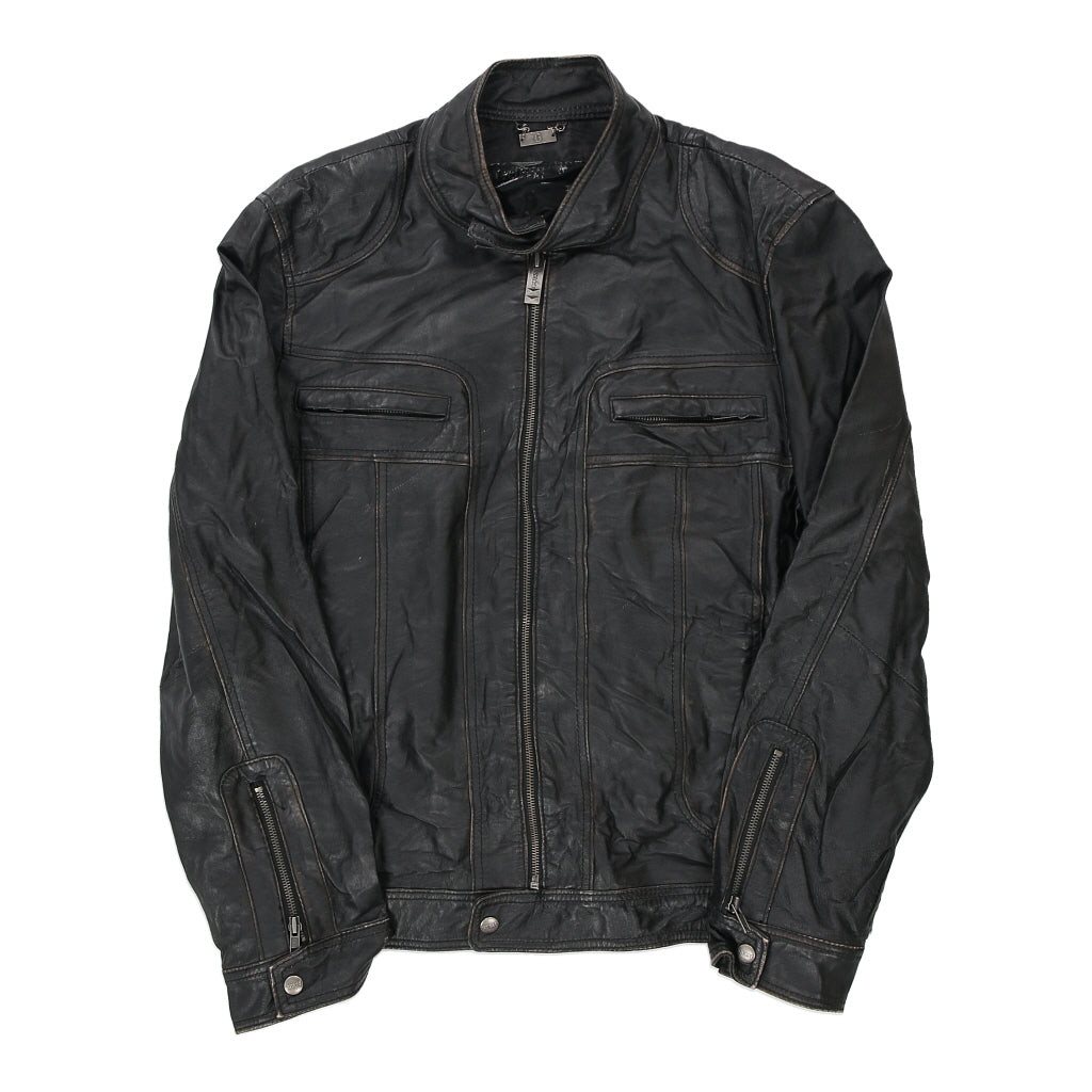 Guess Leather Jacket - Large Black Leather