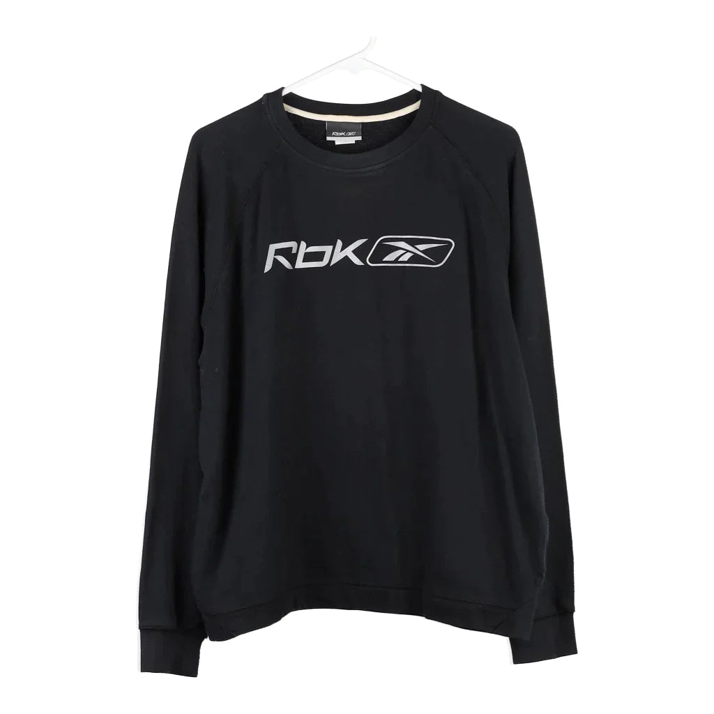 Reebok Spellout Sweatshirt - Large Black Cotton Blend