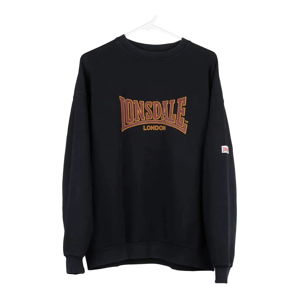 Lonsdale Spellout Sweatshirt - Large Black Cotton Blend