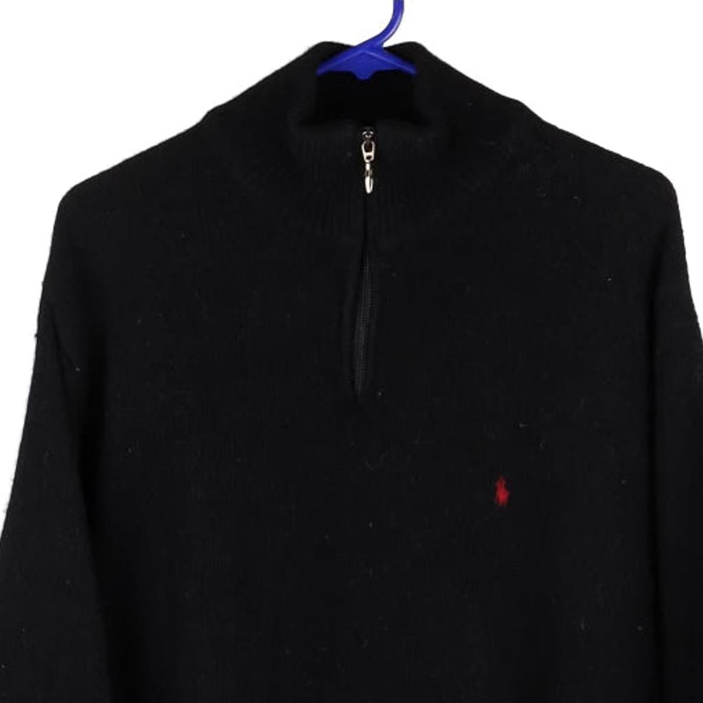 Bootleg Ralph Lauren 1/4 Zip - Large Black Wool