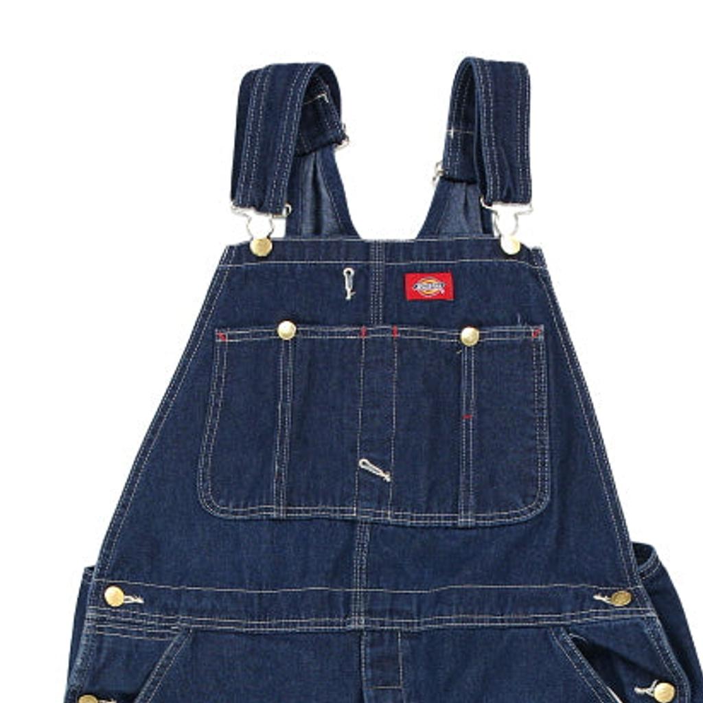 Dickies Contrast Stitch Dungarees - 38W 31L Blue Cotton