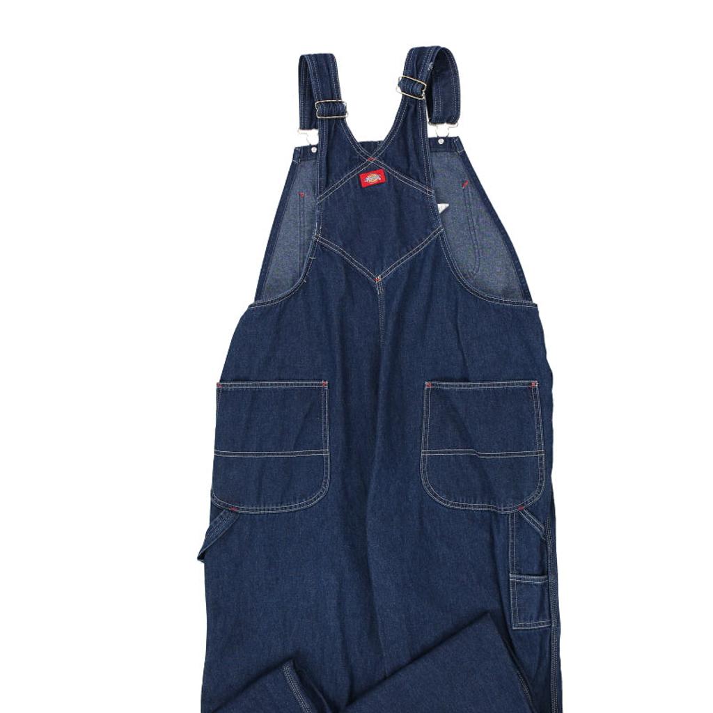 Dickies Contrast Stitch Dungarees - 38W 31L Blue Cotton