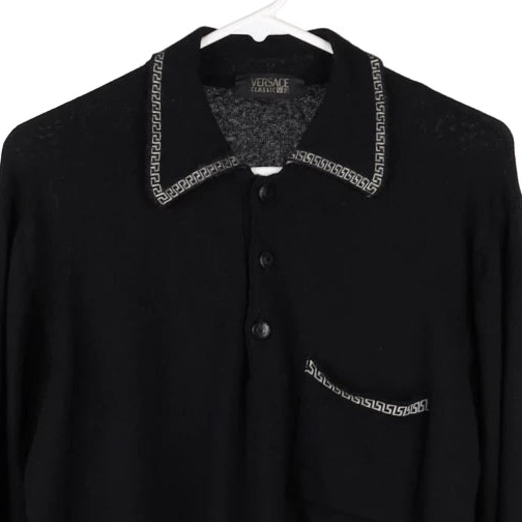 Versace V2 Classic Collared Jumper - Medium Black Wool