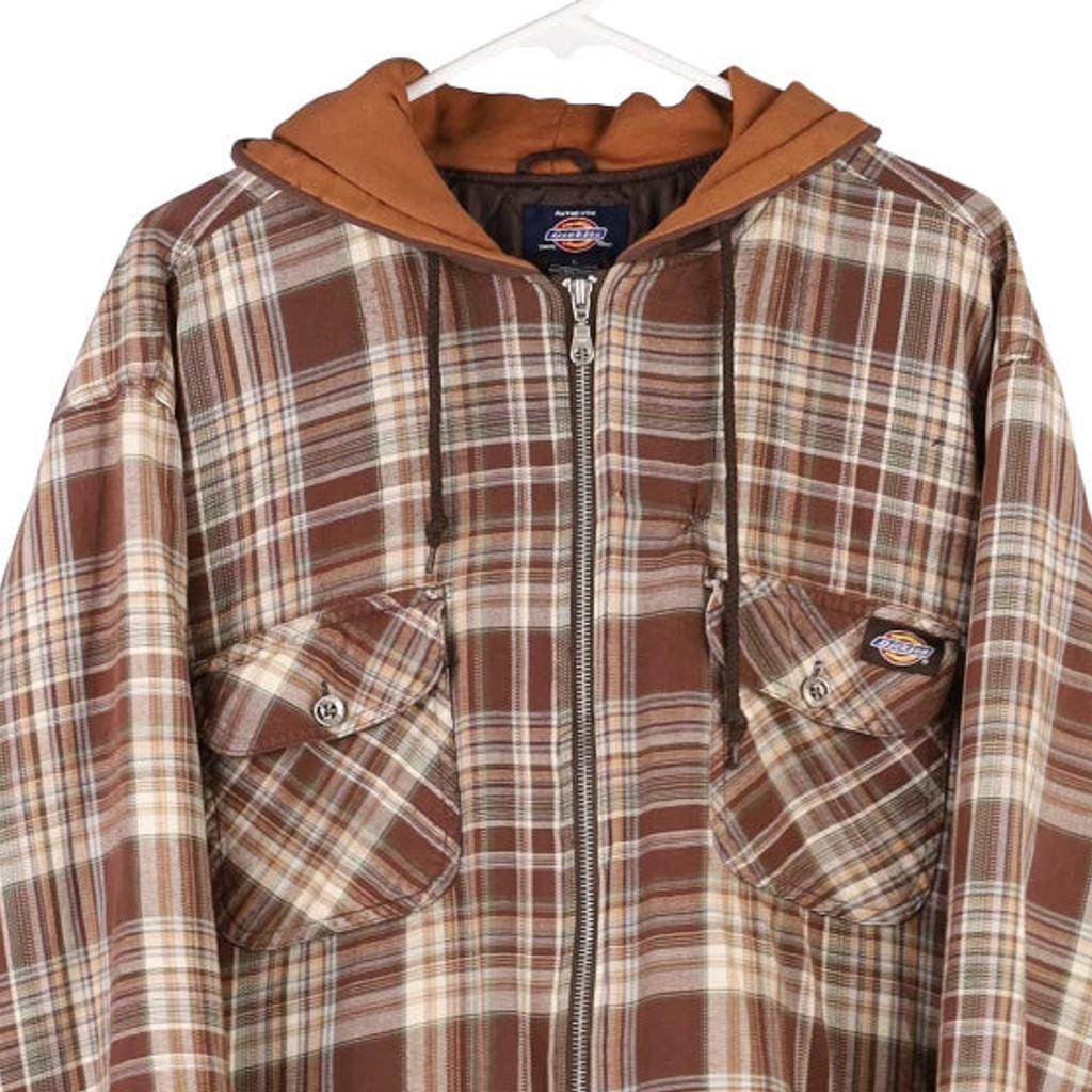 Dickies Checked Overshirt - XL Brown Cotton