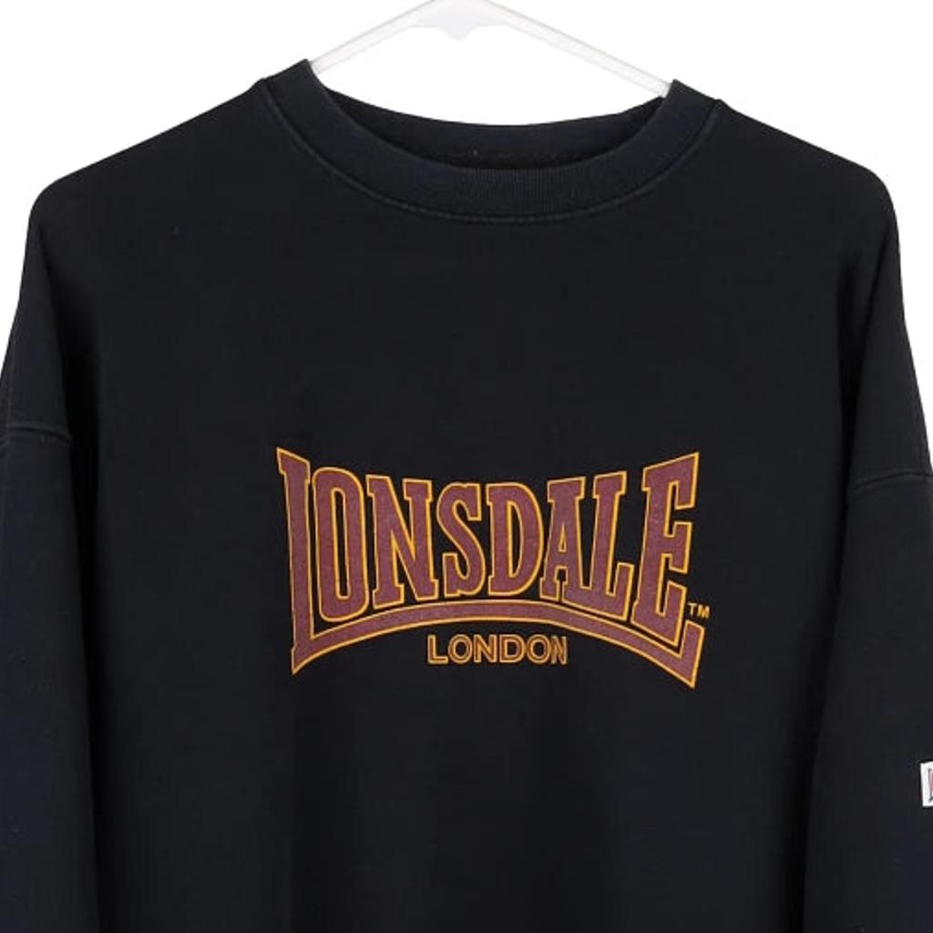 Lonsdale Spellout Sweatshirt - Large Black Cotton Blend